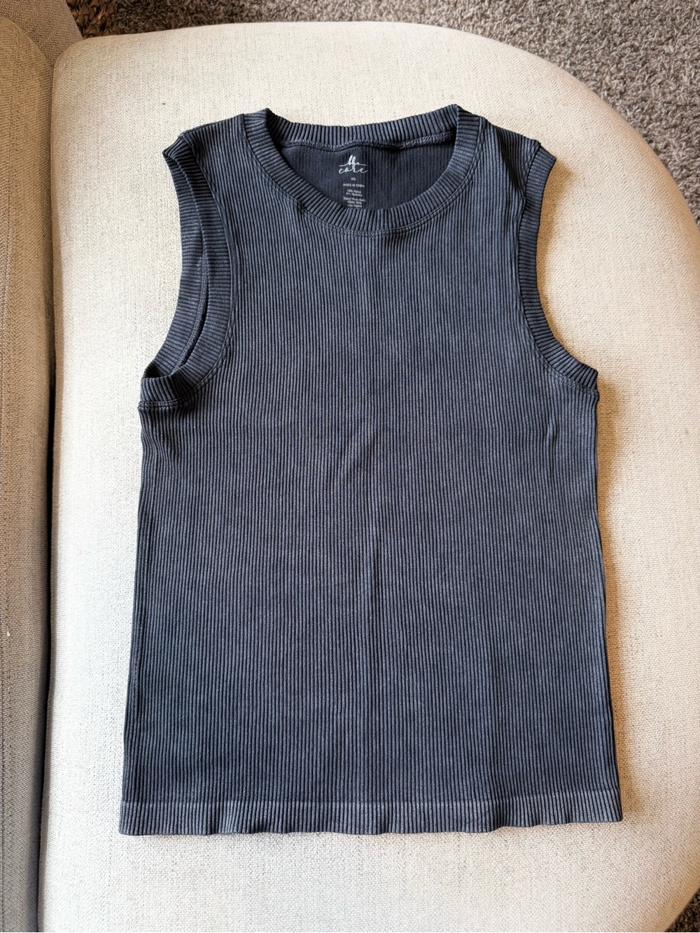 BKE Core Black/Charcoal Ribbed Sleeveless Tank